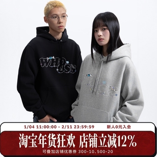 WHOOSIS（不知其名）钻石硬糖刺绣帽衫卫衣秋冬休闲宽松男女美式