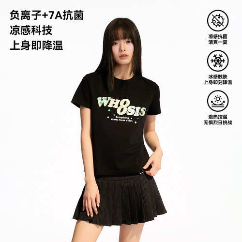 WHOOSIS（不知其名）波点贴布女款短袖T恤时尚休闲女士夏季宽松潮