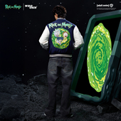 Rick and Morty官方联名 WHOOSIS 传送门薄棉棒球夹克秋冬男女