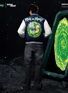 【Rick and Morty官方联名】WHOOSIS 传送门薄棉棒球夹克秋冬男女