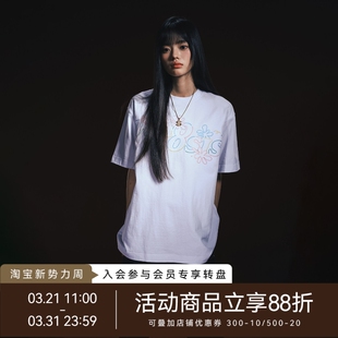 新款 WHOOSIS T恤夏季 彩色花朵锁链绣短袖 简约百搭男女 不知其名