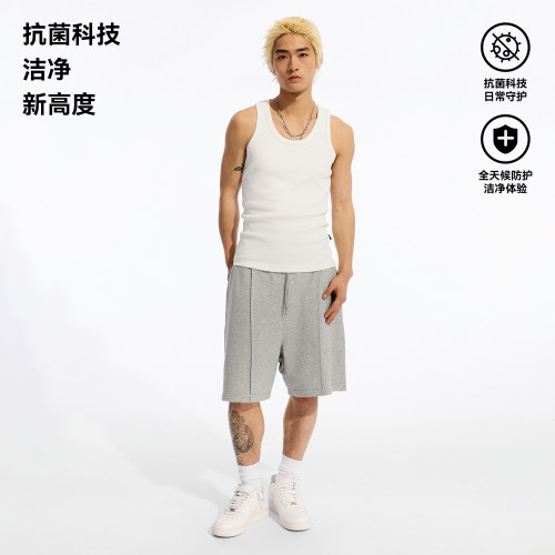WHOOSIS（不知其名）基础抗菌面料刺绣短卫裤短裤夏季运动健身男
