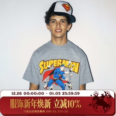 【超人SUPERMAN联名】WHOOSIS 超人漫画短袖T恤美式街头男夏休闲