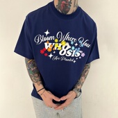 t恤美式 彩虹花卉刺绣短袖 夏男女校园情侣百搭 不知其名 WHOOSIS