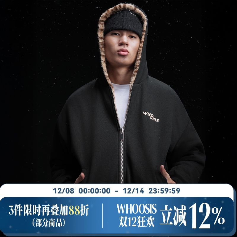 WHOOSIS（不知其名）豹纹内里双面穿座山雕外套秋冬保暖美式潮男