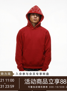 WHOOSIS（不知其名）刺绣LOGO帽衫卫衣新年红色春季宽松日常男女