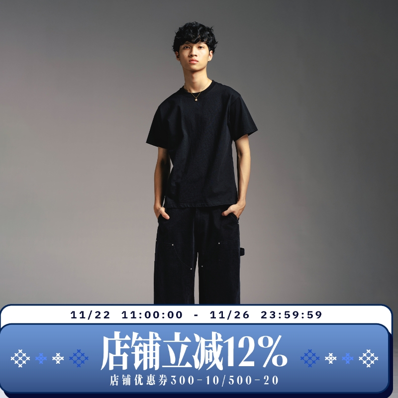 WHOOSIS（不知其名）复古阔腿洗水伐木裤工装裤长裤宽松美式男女