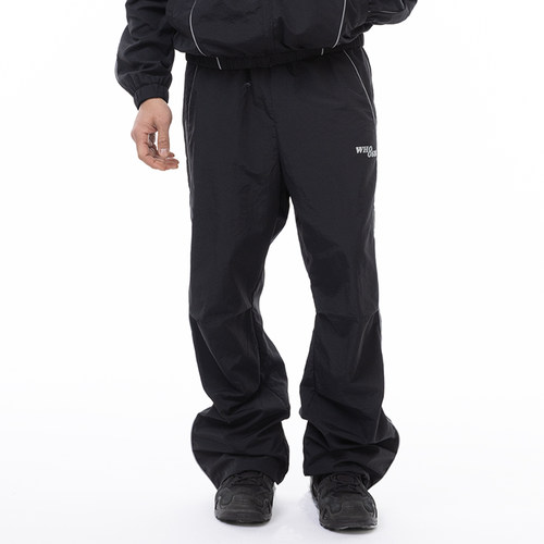 WHOOSIS（不知其名）刺绣拼接运动长裤春季套装裤子宽松休闲男女