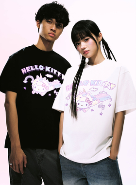 【HELLO KITTY官方联名】WHOOSIS 独角兽派对短袖T恤夏男情侣校园