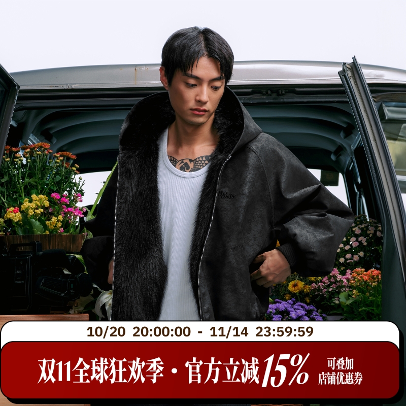 WHOOSIS(不知其名)座山雕双面连帽外套夹克秋冬保暖酷飒美式男