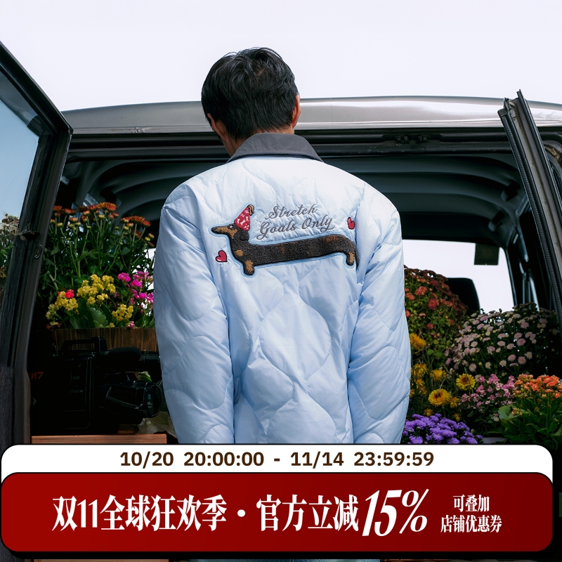 WHOOSIS(不知其名)撞色领腊肠狗轻薄羽绒服夹克外套秋冬男女潮