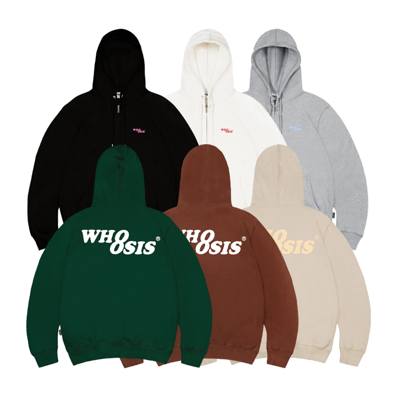 WHOOSIS8字logo拉链帽衫
