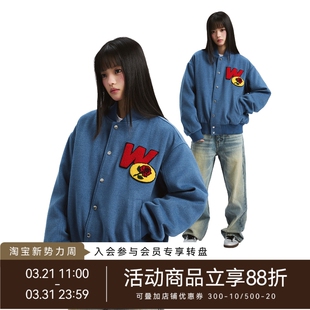 新品 双头斗牛犬薄棉棒球服夹克外套春季 男女 不知其名 WHOOSIS