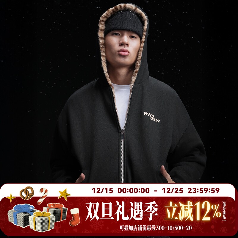 WHOOSIS（不知其名）豹纹内里双面穿座山雕外套秋冬保暖美式潮男