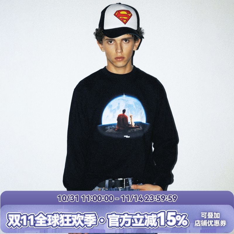 【超人SUPERMAN联名】WHOOSIS 带你在月球上散步长袖T恤美式街头