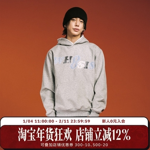 WHOOSIS（不知其名）碎花牛仔贴布绣帽衫连帽卫衣秋百搭松弛感男