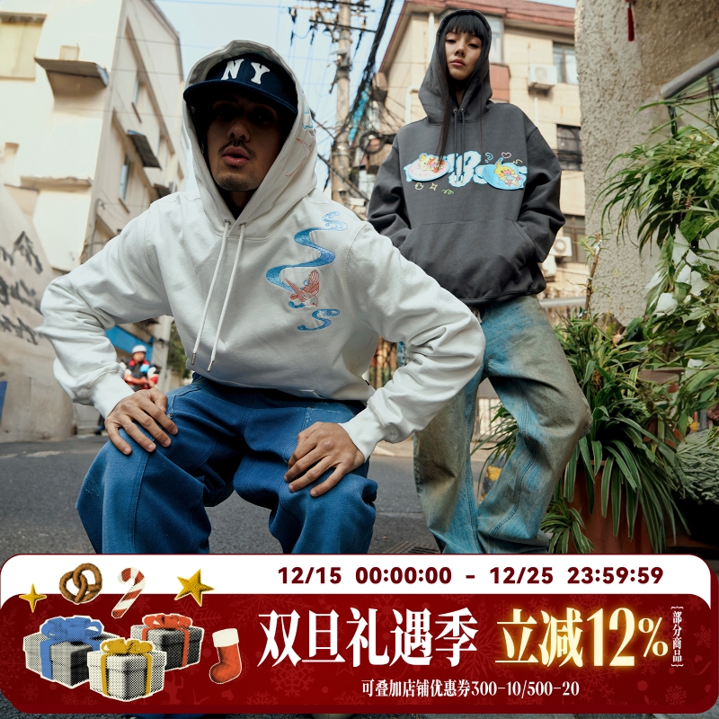 WHOOSIS（不知其名）竹雀系列绣花帽衫卫衣宽松新中式男女校园潮