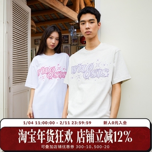 WHOOSIS（不知其名）群星闪耀logo刺绣短袖t恤新款美式街头情侣男