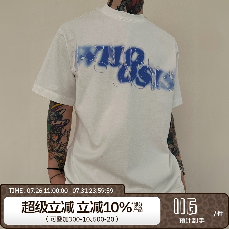 WHOOSIS（不知其名）水滴logo短袖t恤简约百搭美式潮牌夏上衣男女