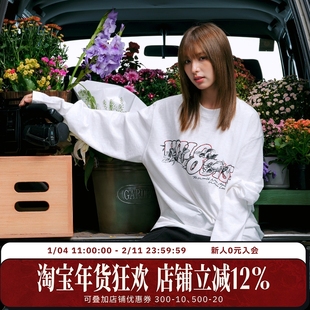 WHOOSIS（不知其名）素描玫瑰竹节棉长袖T恤秋季打底圆领休闲男女