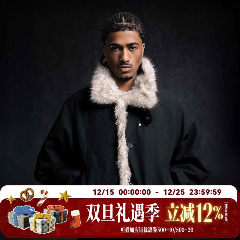 WHOOSIS（不知其名）翻领麂皮座山雕夹克外套秋冬保暖美式街头男