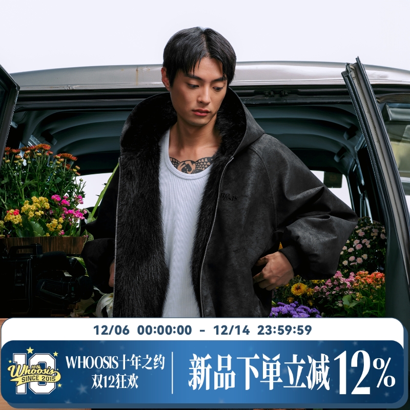 WHOOSIS（不知其名）座山雕双面连帽外套夹克秋冬保暖酷飒美式男