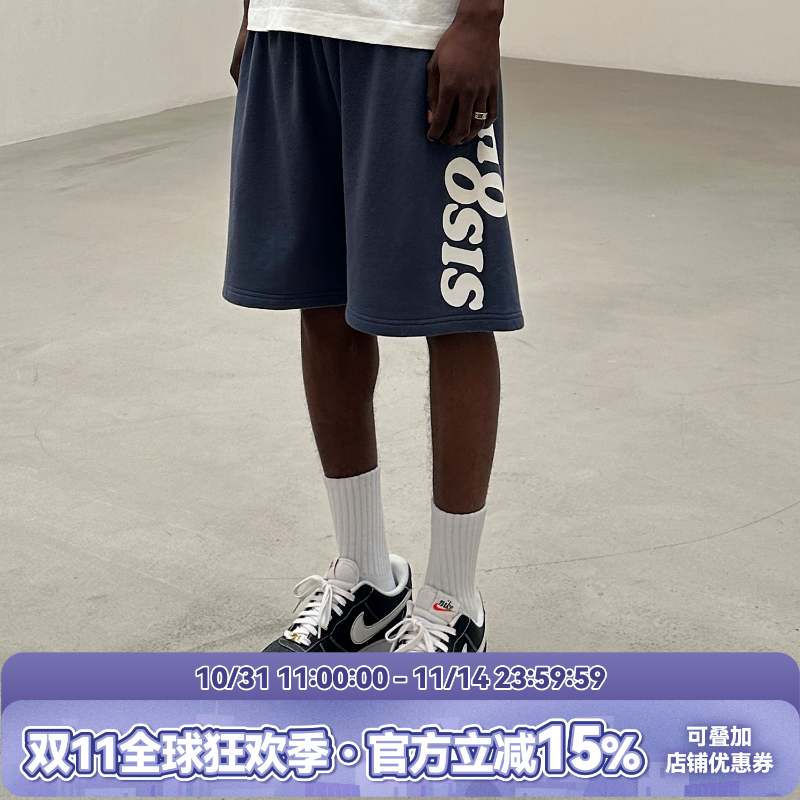 WHOOSIS（不知其名）竖排基础logo短卫裤美式运动休闲夏季百搭男