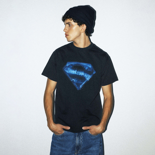 超人SUPERMAN联名 美式 WHOOSIS T恤夏季 男 超人X光logo水洗短袖
