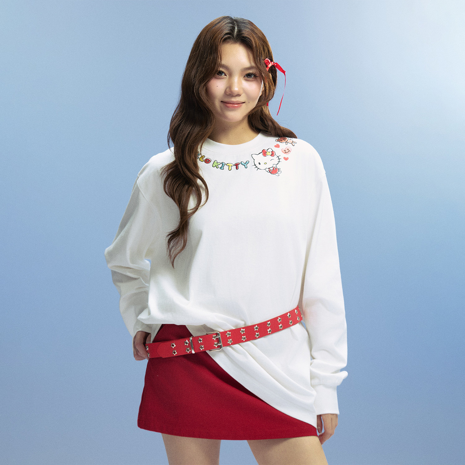 【HELLO KITTY官方联名】WHOOSIS 涂鸦刺绣长袖T恤秋季女通勤高级,男装,T恤,淘宝优惠券,粉丝福利购,淘宝优惠卷