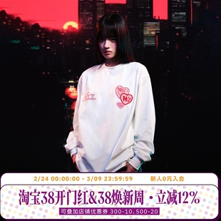 WHOOSIS（不知其名）丘比特刺绣贴布长袖T恤秋季校园情侣国潮男女