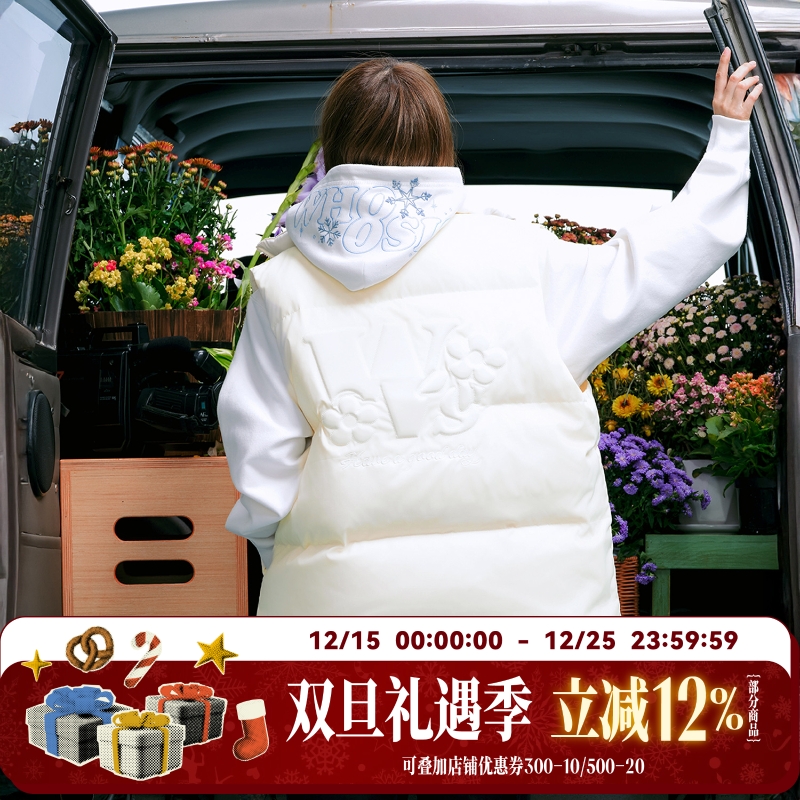 WHOOSIS（不知其名）立体花卉90鸭绒羽绒马甲叠穿保暖秋冬酷飒男