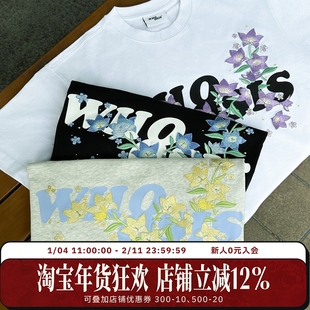 WHOOSIS（不知其名）8字logo花卉短袖t恤夏美式潮牌情侣夏季男女