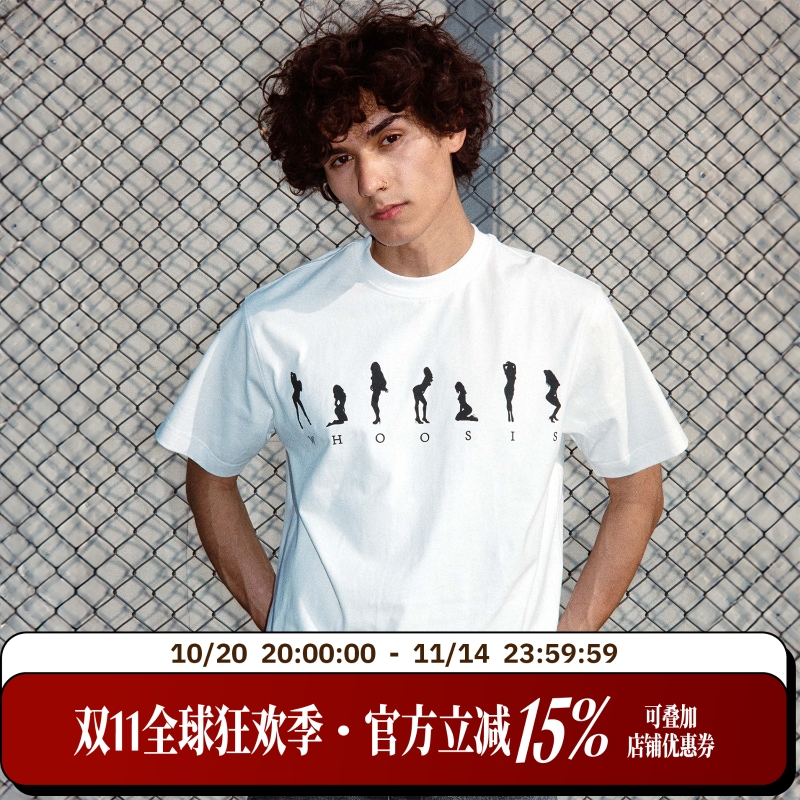 WHOOSIS(不知其名)舞女郎短袖T恤夏季新款简约百搭美式街头国潮