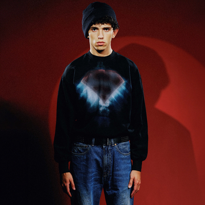 【超人SUPERMAN联名】WHOOSIS 超人X光胸像水洗圆领卫衣美式男潮