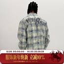 WHOOSIS（不知其名）绒毛贴布破坏衬衣衬衫外套春秋男休闲潮宽松