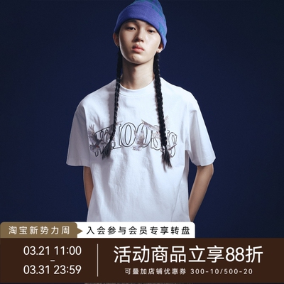 WHOOSIS（不知其名）白鸽刺绣短袖T恤夏季上衣宽松美式潮校园男女