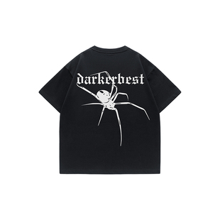 GNOMESHGH 美式高街蜘蛛logo印花休闲宽松圆领短袖T恤 男女同款