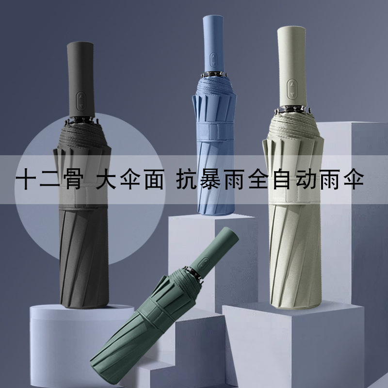德国十二骨全自动雨伞男士加固折叠学生抗风大号晴雨两用女简约伞