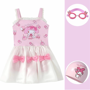 中大童宝宝女孩连体可爱泳装 美乐蒂儿童游泳衣女童小童新款 夏季