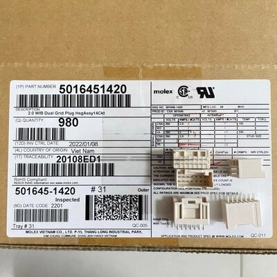 molex连接器 501645-1420 5016451420 针座14P 原装现货 一个起拍