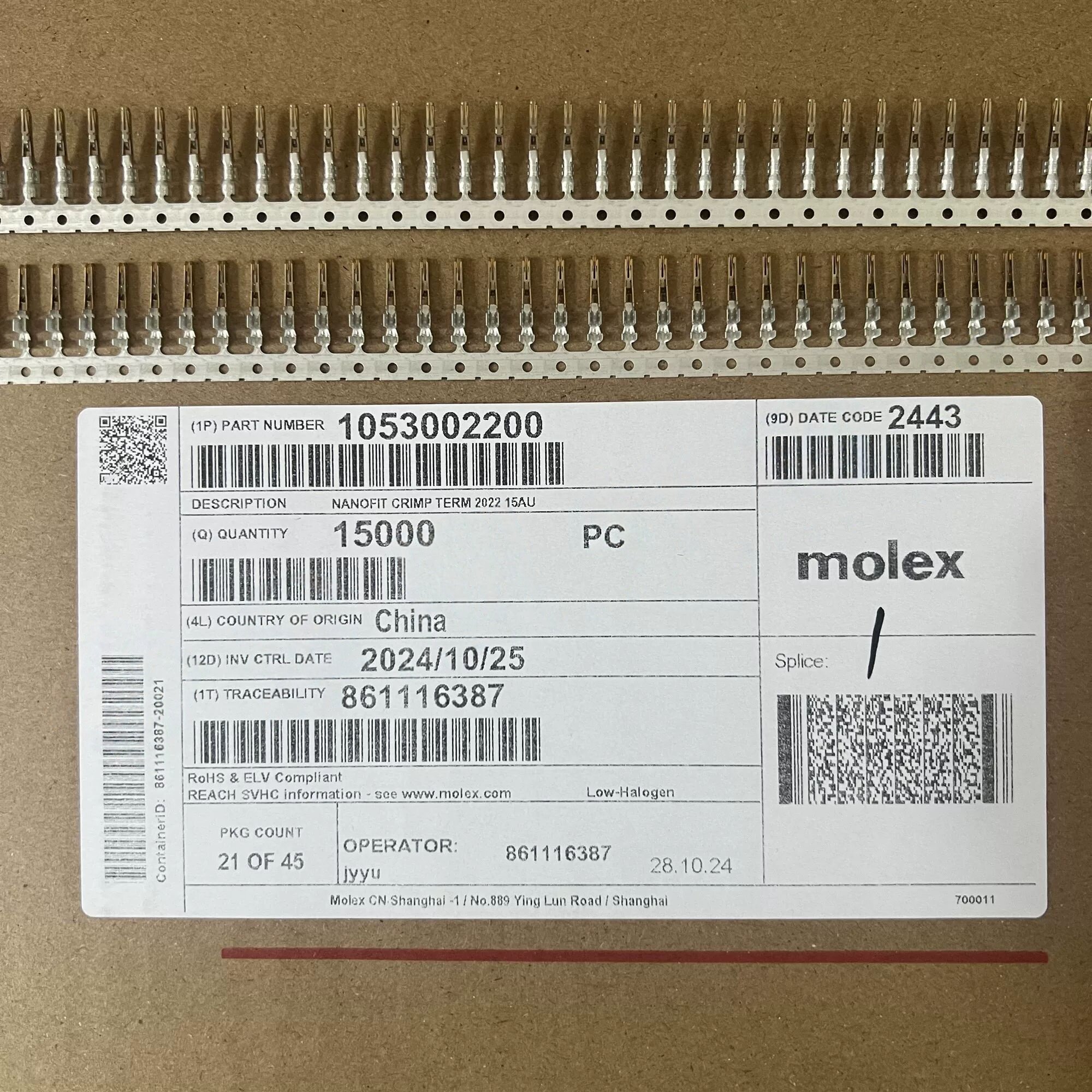 molex连接器 105300-2200 1053002200 端子 原装现货 一个起售