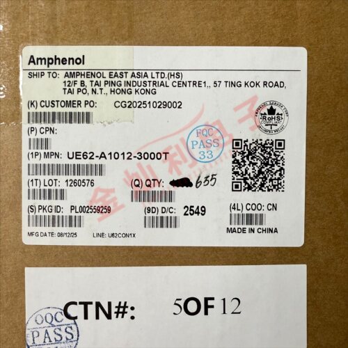 原装Amphenol安费诺 UE62-A1012-3000T OSFP连接器 UE62A10123000
