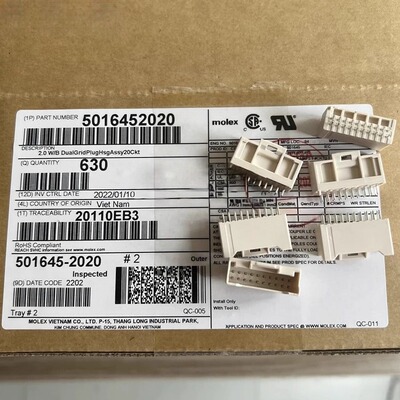 Molex连接器 501645-2020 5016452020 针座20P 2.0mm 原装现货