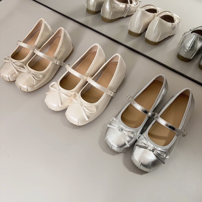 蝴蝶结方头内增高玛丽珍单鞋