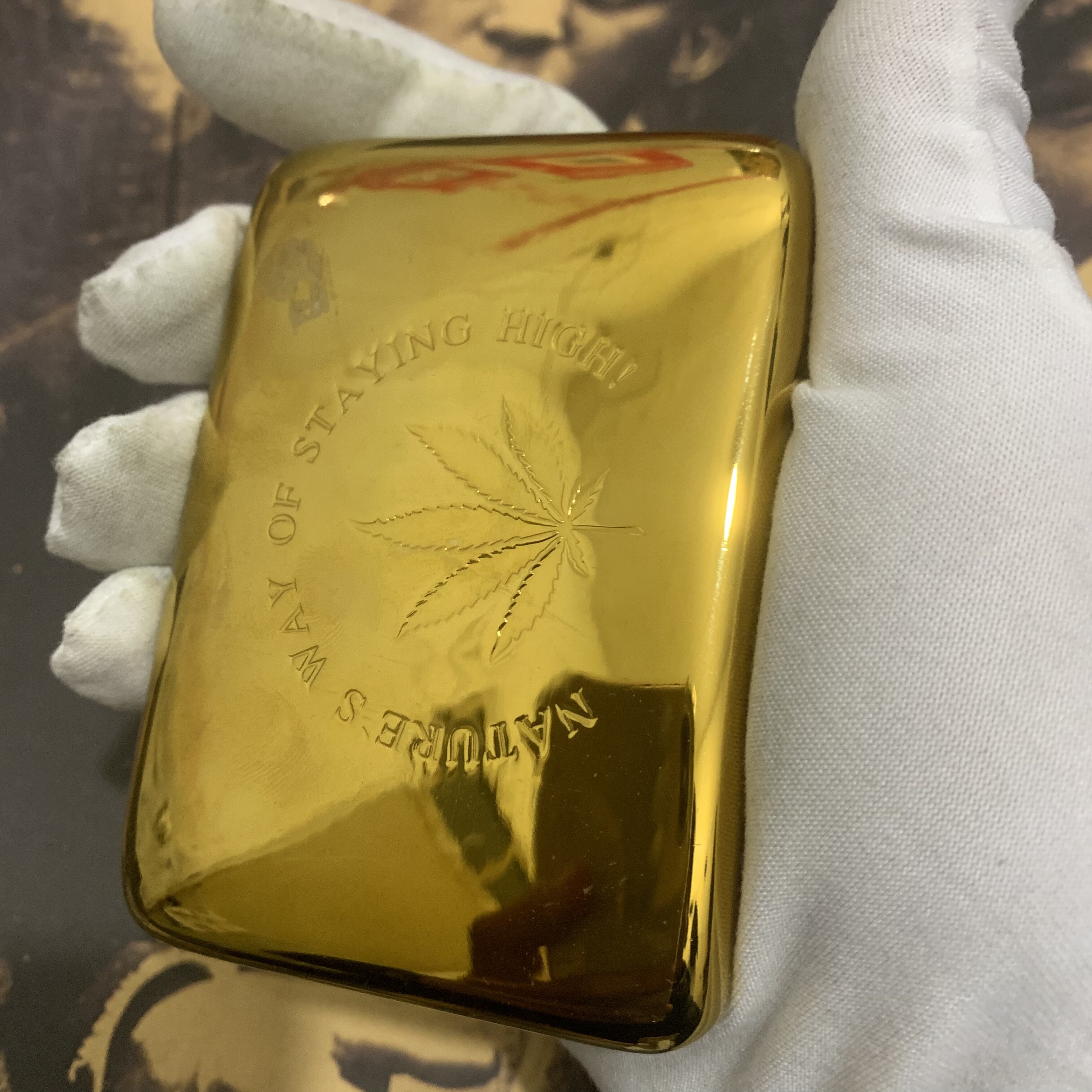 纯铜镀金烟盒复古烟盒粗烟装烟盒双面雕花老式复古