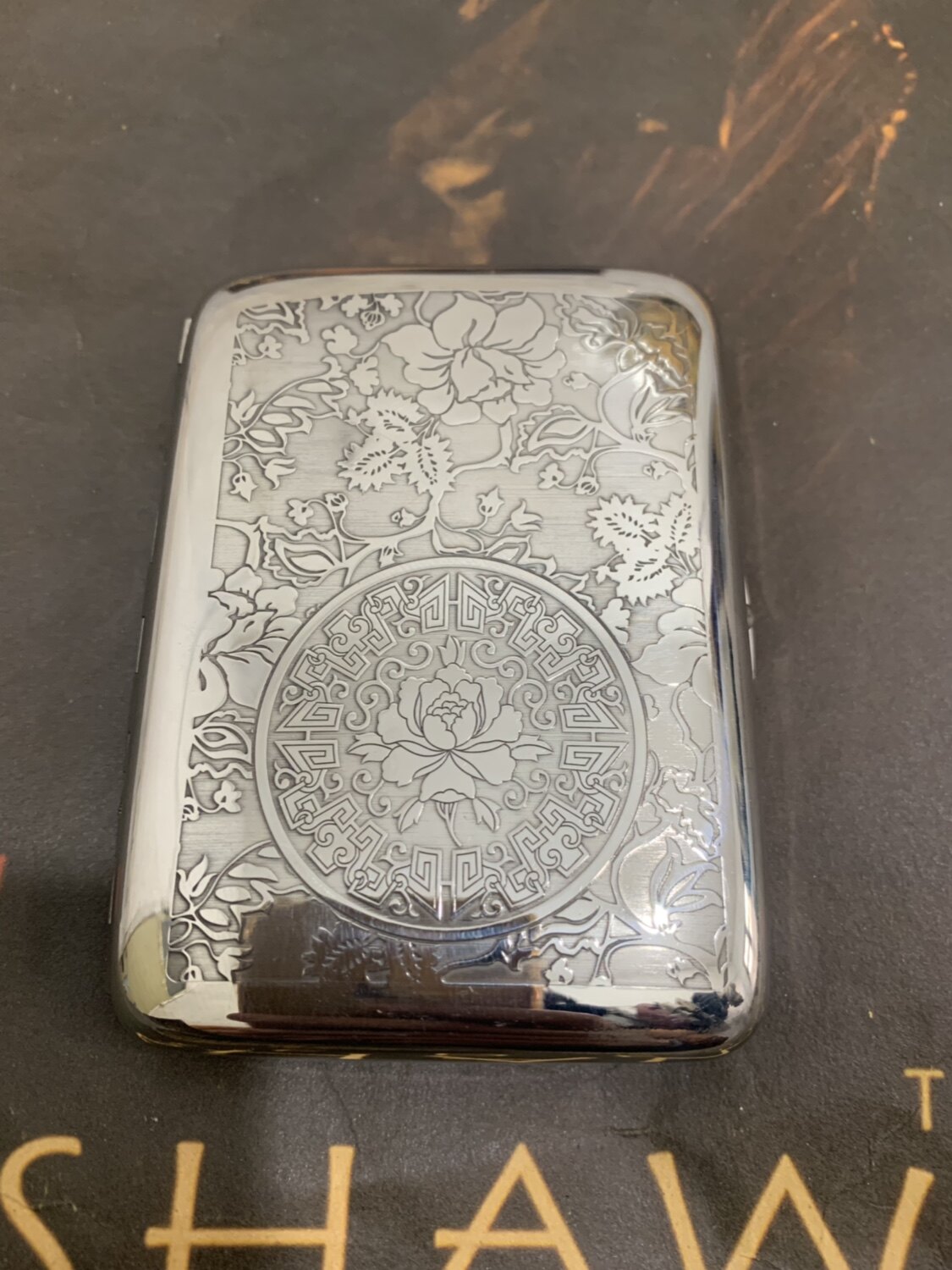 藏银老式烟盒十六支粗烟装烟盒个性复古时尚送礼自用收藏花开富贵