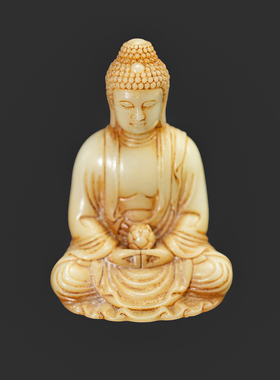 中式仿白玉佛像摆件雕刻禅意装饰品家居客厅书房桌面工艺品
