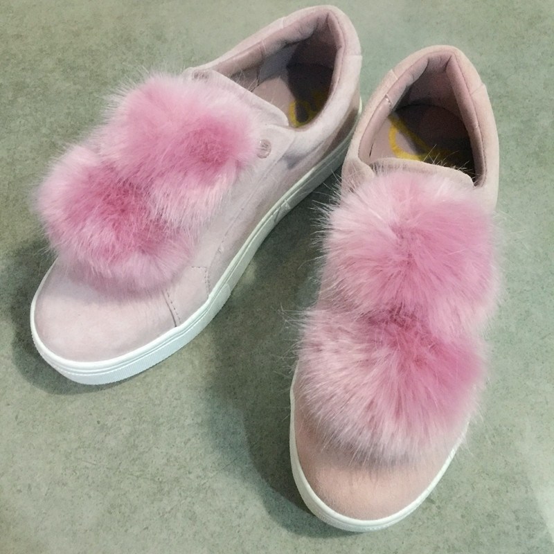 SAM EDELMAN 秋冬女款 翻毛皮毛球一脚蹬乐福鞋