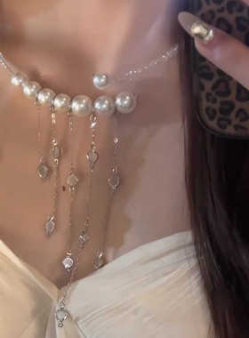 公主宴会！韩版时尚精致高级夸张气质珍珠闪钻项链小众ins风项圈