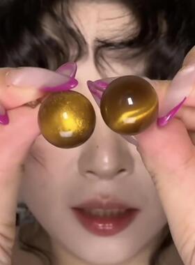 美拉德复古琥珀色圆球耳钉